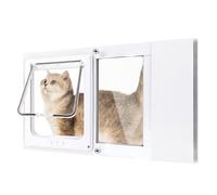 Compact Cat Door for Window, Fits 21"- 23 4/5" Width Windows, Quick Install with No Damage, Aluminum Frame Pet Door for Window,Cat Window Door Insert with Tight Seal,4 Lock Modes to Control Pet Access