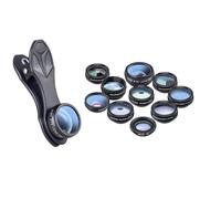 Compact Cell Phones Camera Lens Kit 10 In 1 2x Telephoto Lens 0.63 Wide Angle+15X Macro+198°Fisheyes For Phone Phone Camera Lens-