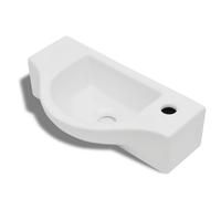 Compact Ceramic Bathroom Cloakroom Sink Basin with Faucet Hole White/Black vida