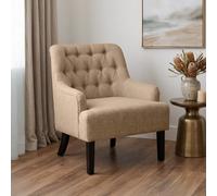 Compact Chenille Brown Accent Chair With Buttons Lydia - Classic Fabric Armchair, Doorstep Delivery