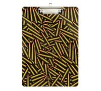 Compact clipboard Bullets Gun Owner Abstract Pattern Plastic for Police Office Nurse Football Coaches Size 9 x 12.5 Tabla para escribir con Clip