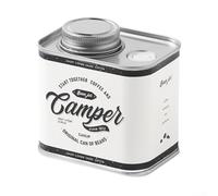Compact Coffee Storage Canister with One-Way Degassing Valve and Light-Moisture Barrier in Tin Format (Beige White)