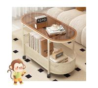 Compact Coffee Table with Glass Top and Storage, Double-Layer Design for Living Room, Sofa Side, Balcony, Bedroom, and Home Use