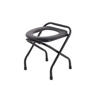 Compact Commode Chair, Black Painted Iron, No Backrest, 38 Cm