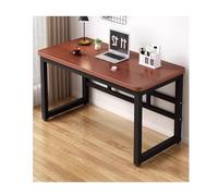 Compact Computer Desk for Home Office - Industrial Design Work Table with Metal Frame and Reinforced Crossbar for Stability, 100x60 cm (Wood Finish)