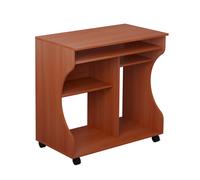 Zennor Wheeled Compact Desk - Cherry Wood, Brown