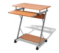 Vidaxl Compact Computer Desk With Pull-Out Keyboard Tray Brown