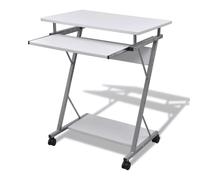 vidaXL Compact Computer Desk with Pull-out Keyboard Tray White Office Stand