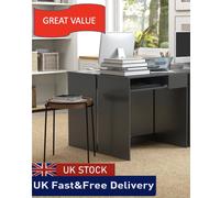 Compact Computer Table w/ Keyboard Tray Drawer Study Office Work, Grey