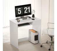 HOMCOM Compact Small Computer PC Table with Keyboard Tray Drawer Study Office Working Gaming Writing Desk, White