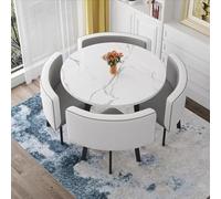 Compact Conference Table, Reception Negotiation Desk, 5-Piece Office Desk and Chair Set, Dining Table for Bar, Balcony, Bedroom, Library, Game Room (Blue, 80cm)