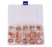 Compact Copper Washer Gasket Assortment Flat Ring Seals for Sump, Available in 150/200/300/400 Pieces with Easy to Read Chart (150pcs)