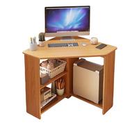 Compact Corner Desk with Open Shelves 29-Inch Triangular Home Office Desk for Small Spaces Stylish Computer Table for Bedroom & Study Modern Minimalist Design