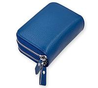 Compact Credit Card Organizer Soft Leather RFID Blocking Card Case Wallet Zipper Pocket D-E-B2, blue, standard size, rfid wallet