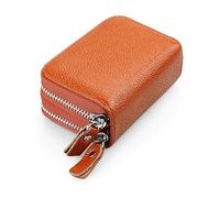Compact Credit Card Organizer Soft Leather RFID Blocking Card Case Wallet Zipper Pocket D-E-B2, brown, standard size, rfid wallet