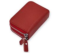Compact Credit Card Organizer Soft Leather RFID Blocking Card Case Wallet Zipper Pocket D-E-B2, Burgundy red, standard size, rfid wallet