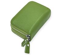 Compact Credit Card Organizer Soft Leather RFID Blocking Card Case Wallet Zipper Pocket D-E-B2, Green, standard size, rfid wallet