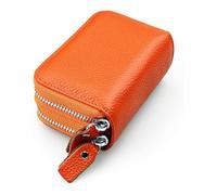 Compact Credit Card Organizer Soft Leather RFID Blocking Card Case Wallet Zipper Pocket D-E-B2, orange, standard size, rfid wallet