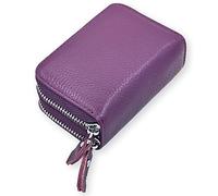 Compact Credit Card Organizer Soft Leather RFID Blocking Card Case Wallet Zipper Pocket D-E-B2, purple, standard size, rfid wallet