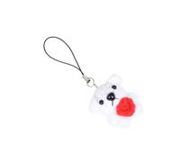 Compact Crochet Puppy Keychain Charm, Dog Bag Accessory with Red Heart Accent and Yarn Texture for Bags or Zipper Pulls Dog Bag Charm Yarn Puppy Accessory Crochet Pendant Zipper Pull Red Heart Accent