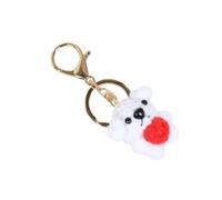 Compact Crochet Puppy Keychain Charm, Dog Bag Accessory with Red Heart Accent and Yarn Texture for Bags or Zipper Pulls Dog Bag Charm Yarn Puppy Accessory Crochet Pendant Zipper Pull Red Heart Accent