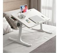Compact Desk For Small Spaces,Foldable Portable Laptop Desk, Ideal For Work, Reading, Dining, Writing, Or Watching Movies In Bed Or On The Couch(White,With drawers)