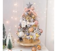 Compact Desktop Christmas Tree with Stand, Luxury-decorated Mini Christmas Tree, Realistic Pine Tree Design, Best DIY Xmas Decorations(Pink,45cm/17.7in)