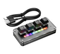 Compact Desktop Keypad 4 Programmable Buttons with Clear Acrylic Housing for Voice Typing, Type-C Cordless Keyboard Voice Typing Command Pad Programmable Desktop Controller Clear Acrylic Type C Input