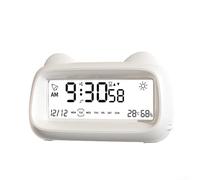 Compact Digital Alarm Clock Featuring Weekday Display, Temperature Sensor, Adjustable Volume Alarm, Backlight, and Timer for Efficient Time Management (White batteries)