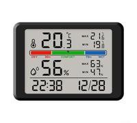 Compact Digital Alarm Clock with Integrated Climate Display for Home and Office Use (Black)