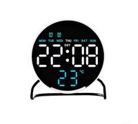 Compact Digital Alarm Clock with LED Screen, Features Time and Date Loop, Adjustable Brightness with Night Mode, Temperature Display Options, and Sturdy Stand for Stability (B)
