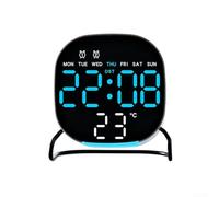 Compact Digital Alarm Clock with LED Screen, Features Time and Date Loop, Adjustable Brightness with Night Mode, Temperature Display Options, and Sturdy Stand for Stability (E)