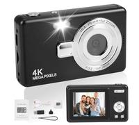 Compact Digital Camera, 1080P FHD 44MP Photo Camera for Kids, Teens & Beginners, 2.4" Screen, 16X Zoom, Anti-Shake | Portable Vlogging Camera with Battery