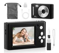 Compact Digital Camera, 1080P FHD 50MP Autofocus Vlogging Camera, Mini Selfie Cameras with 64GB Card/ 2.4" Screen/Anti-Shake 8X Zoom Flash, Portable Pocket Vlog Camera for Beginner