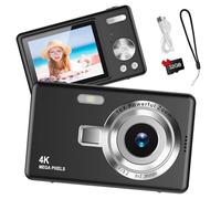 Compact Digital Camera - 44MP 1080P FHD with 2.4" LCD, 16X Zoom, Portable Vlogging Camera, 32GB SD Card (Black)