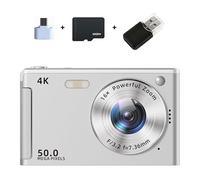 Compact Digital Camera with 2.8 Inch HD Screen, 4K 50MP Resolution and 16x Digital Zoom with Autofocus, Anti Shake and Built-in Fill Light for Low Light Photography, White