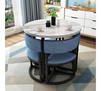Compact Dining Set for Small Spaces - Round Conference Table with 4 Chairs - Stylish Kitchen Table Set for Apartments & Dining Rooms - Space-Saving Furniture