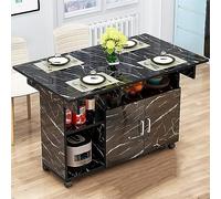 Compact Dining Table Extendable Kitchen Table Modern Foldable Design Storage Drawer & Shelves Space-Saving on 6 Wheels 3 Versatile Configurations Perfect for Small Spaces