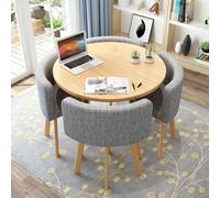 Compact Dining Table Set with 4 Stacking Chairs - Space-Saving Round Table for Dining Room Office or Reception Area - 90cm/35.4in Modern Design