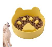 Compact Dog Bowl, Slow Feeder Dish, 5.12x5.12x2.28 Inches Size Anti-Slip Silicone Design, Pet Eating Trainer for Puppies and Adult Dogs Mealtime Control, Both Puppies, Yellow