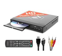 Compact DVD Player with Included HDMI | Multi Region Disc Playback | 1080 HD Upscaling | HDMI, RCA, & AV Connectivity | USB, MP3, & CD Playback | Eas