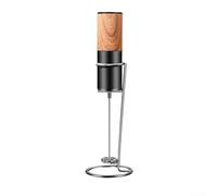 Compact Electric Milk Frother Wand for Small Kitchens Dorm Rooms or Office Desks Froths Milk in Under 20 Seconds (Wood)