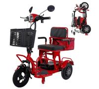 Compact Electric Tricycle - Lightweight, Foldable, and Leisure-Style Personal Mobility Scooter for Seniors (Suitable for Men and Women) Red,20A