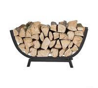 Compact Firewood Storage Rack 43cm High for Patio | Heavy duty tubing, black powder coat, holds logs securely, prevents tipping, elegant curved frame
