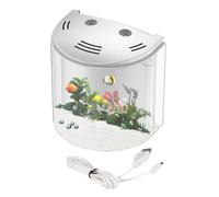 Compact Fish Aquarium Betta Habitat | Transparent Water Tank with Pump for Snails, Crabs, Starfish | Marine Environment for Pets, Kid Science Projects, Desk Display, Home Decor, Aquatic Life