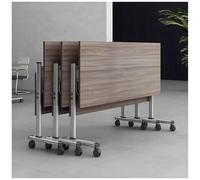 Compact Flip-Top Folding Conference Desk with Locking Wheels - Mobile Seminar Table, Multi-Purpose Connectable Meeting Table for Office & Collaborative Use