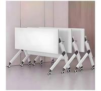 Compact Flip Top Mobile Seminar Desk with Lockable Casters Durable Rectangular Meeting Table Modular Conference Table for Office & Classroom Training