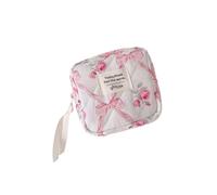 Compact Floral Cosmetic Case with Interior Dividers Sturdy Polycotton Fabric for Daily Essential Organization Girls' Cute Makeup Storage Bag
