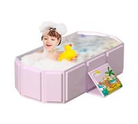 Compact Foldable Bath Tub - Deep Basin, Anti-Slip Base, Foldable Frame | Portable Shower Bucket for Kids in Nursery, Bathroom, Backyard, Travel, Home Body Wash and Bathing Care for Boys and Girls