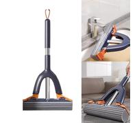 Compact Foldable Glass Tile Mop with Stainless Steel Handle, High-Density Cotton Sponge for Quick Cleaning of Kitchen Worktops, Desks, and Bathroom Floors